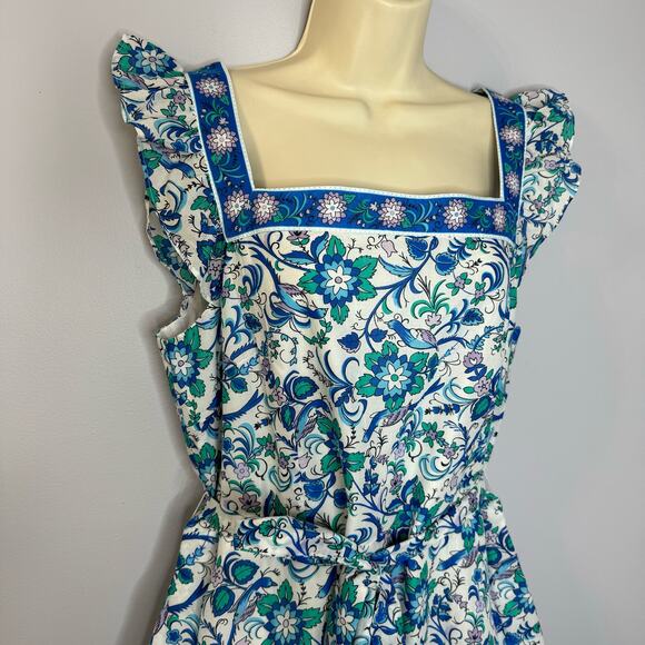 Talbots Voile Square Neck Midi Fit Flare Dress Songbird Floral Sprint Romantic - Picture 3 of 12